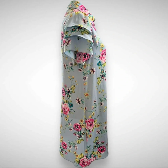 LAUNDRY BY‎ SHELLI SEGAL Women's Light Blue Floral Shirt Dress XS | EUC - Picture 2 of 5